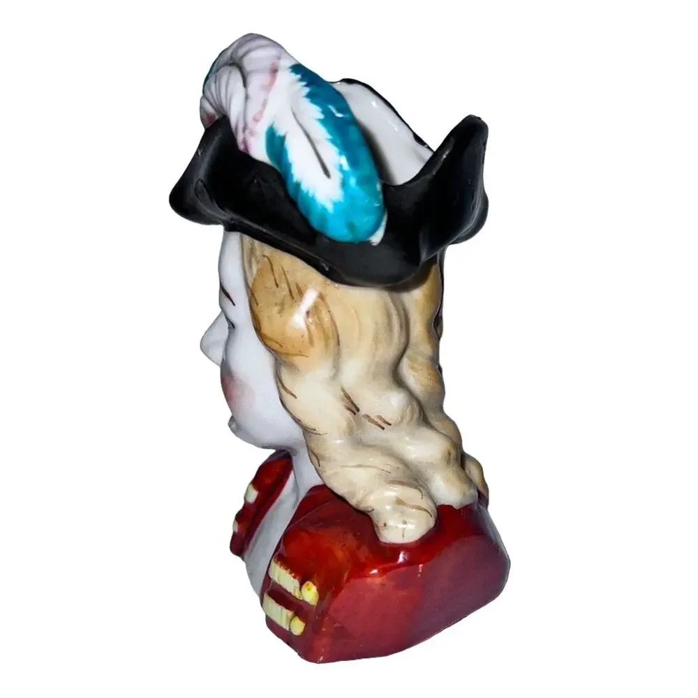 MCM Lady Head Vase Planter Red Coat, Tricorn Hat, Japan, 4.5
